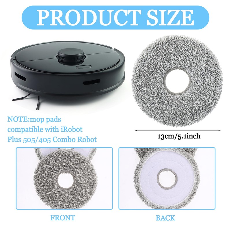 LemonRoad 4 Pack Microfiber Replacement Mop Pads Compatible with iRobot