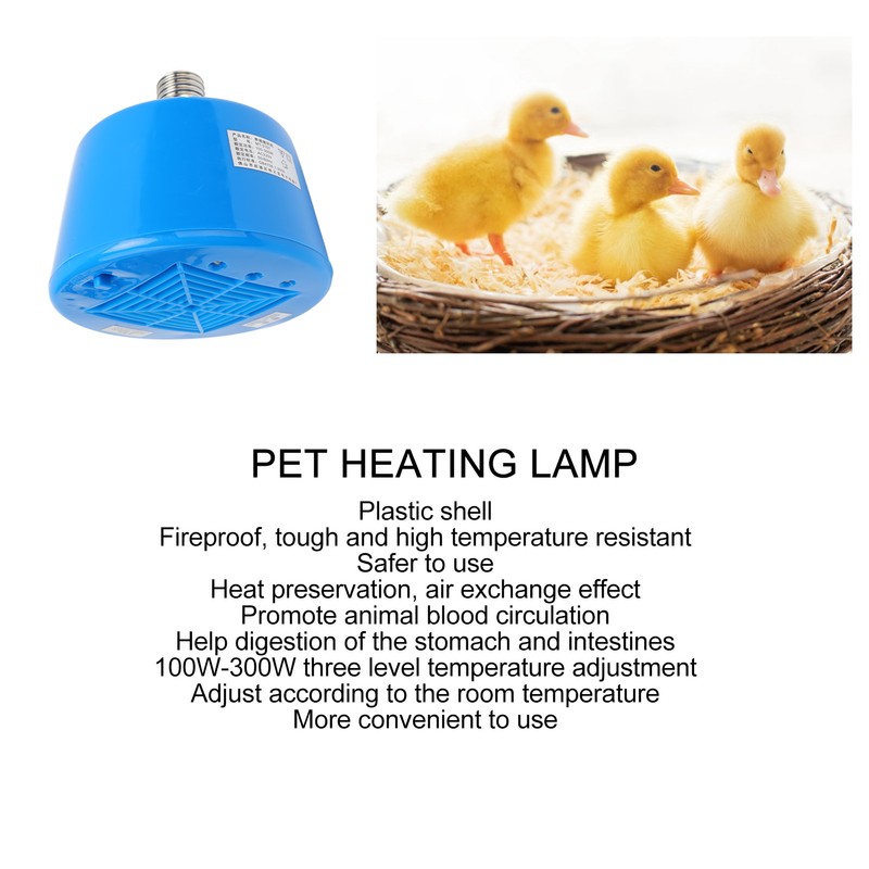 Animals Heating Lamp 100‑300W 3 Level Temperature Adjustment Cultivation Chicken
