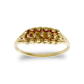 Jewelco London Kids Solid 9ct Yellow Gold 3 Row King George III Keeper Guard Rope Edge Baby Ring