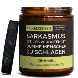 Lustige Citronella Kerze mit asozialem Spruch | Handgemacht aus Sojawachs | In Geschenkbox | Gast Geschenk Freundschaft Kumpel Papa Partner Schwester BFF Deko schlechte Laune