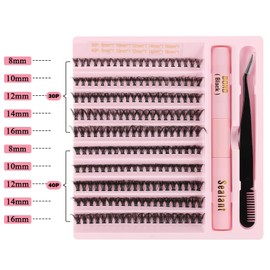Poiuyoiu Lash Extension Set Fake Lashes 30D 40D Mixed 8-16 mm Cluster Lashes 0.07 D Curl Eyelash Extensions Set with Bond and Seal Lash Glue Eyelash Tweezers False Eyelashes Individual