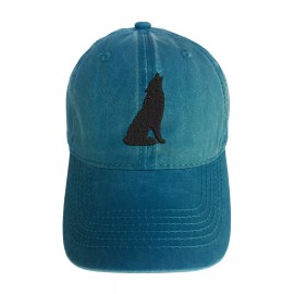 Athena Brands Wolf Silhouette Dad Hat Cap Vintage Style Adjustable Strap Animal Curve Bill