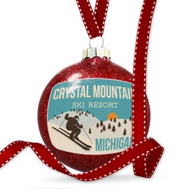 NEONBLOND Christmas Decoration Crystal Mountain Ski Resort - Michigan Ski Resort Ornament