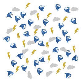 INNORU Tornado Confetti Glitter, Weather Theme Lightning Cloud Table Confetti, Baby Shower Party Paper Scatter, Kids Birthday Party Table Decorations Confetti, 120pcs
