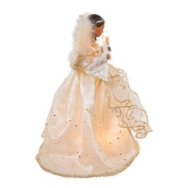Kurt Adler 12-Inch UL 10-Light Ivory & Gold African American Angel Treetop