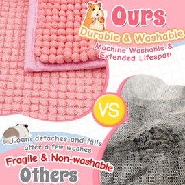 Guinea Pig Cage Liner, 4 PCS Washable Guinea Pig Bedding Fleece Mat, Reusable Pee Pads Mat for Small Animals, Reusable Bunny Rabbit Cage Liner Hamster Chinchilla Cage Accessories 16x12 Inch
