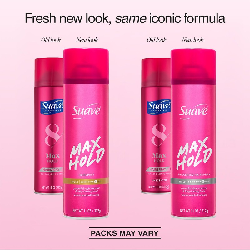 Suave Hairspray, Max Hold Variety 4-Pack – Scented + Unscented