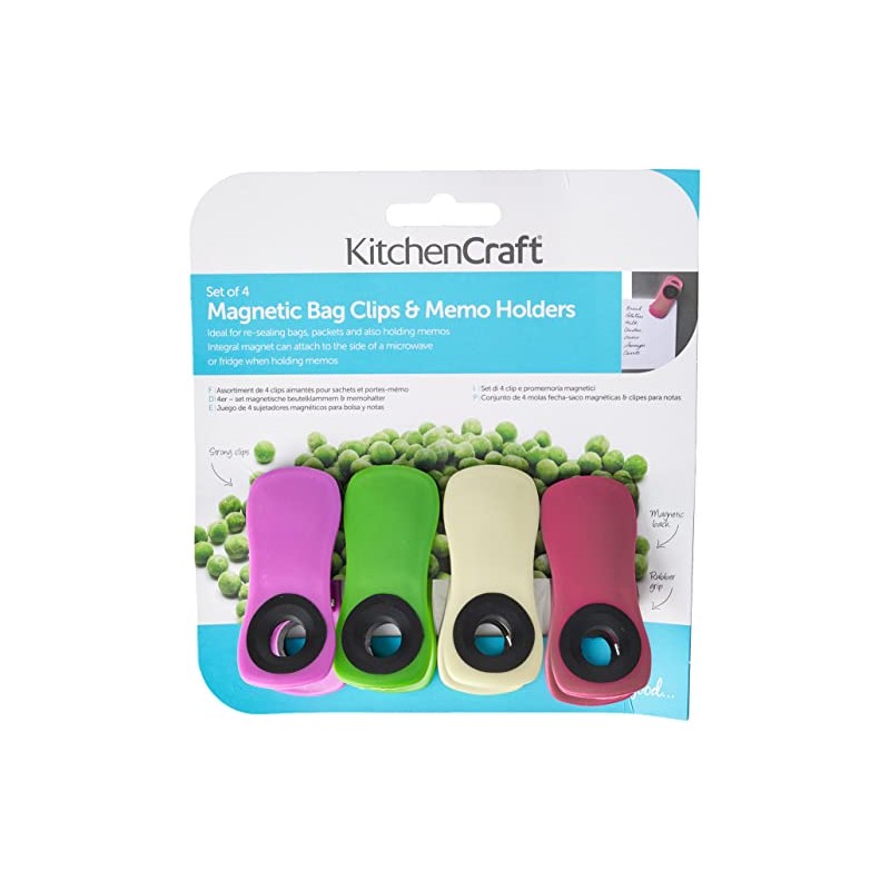 KitchenCraft Chunky Magnetic Clips for Food Bags and Memos, Plastic,