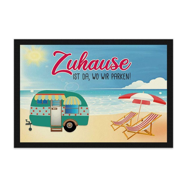 Print Royal Camping Doormat with Funny Saying - Strand -