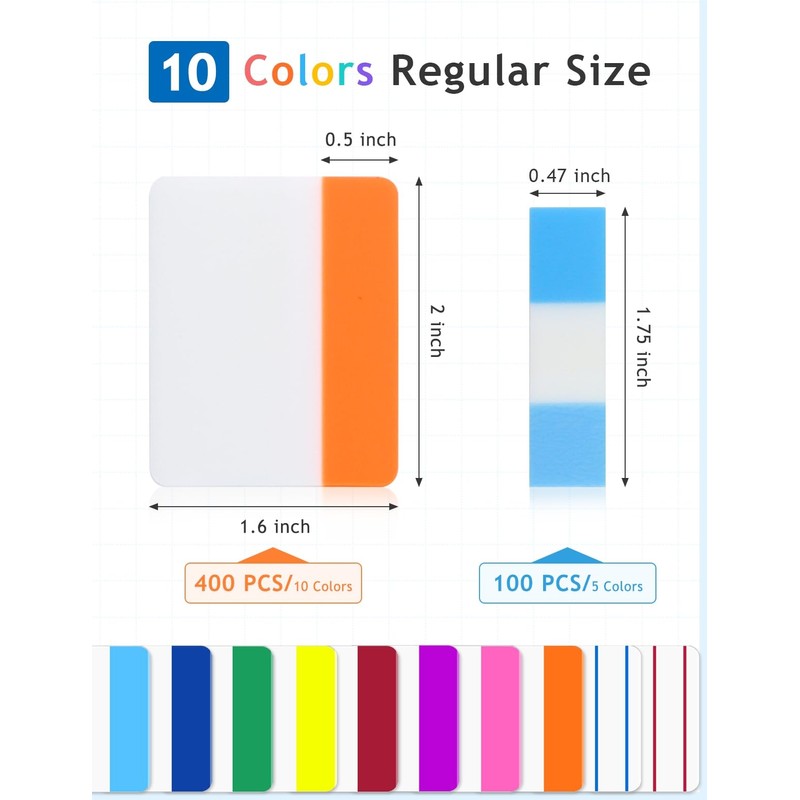 GAUENEEN 500 Pcs Sticky Page Tabs, Book Tabs Writable, 2