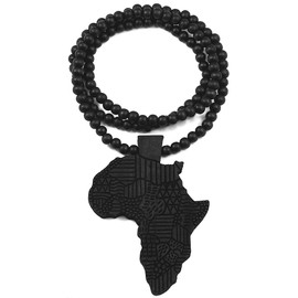 GWOOD Africa Large African Pendant with 36 Inch Necklace Black
