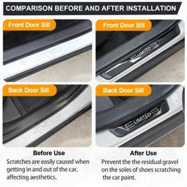 DREOOCAR 4Pcs Stainless Steel Car Door Sill Protector Trim Door Entry Guard Sill Waterproof Door Sill Scuff Plate Exterior Accessories Door Threshold Protection Universal for Car Truck SUV Black