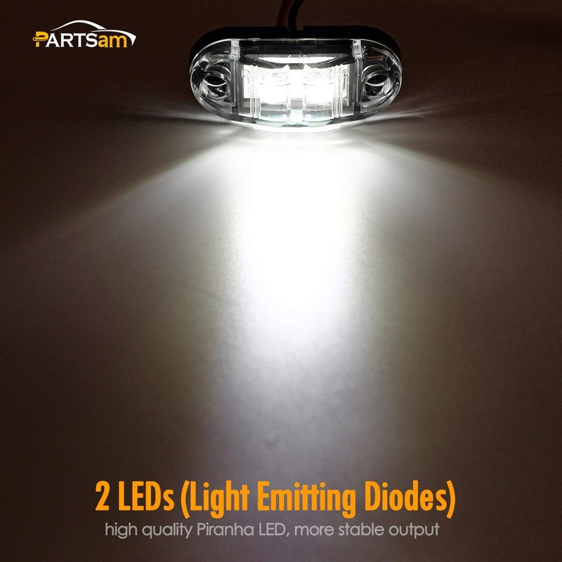 Partsam 4x Oval White Clear Lens 2 Diode LED Trailer