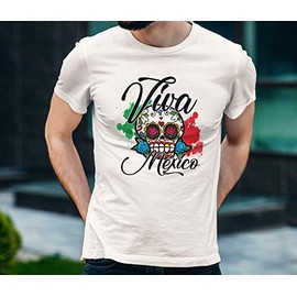 Playera Para Hombre | Calaverita Viva México - Fiestas Patrias y Día de Muertos | Perfecta para Regalo, Tallas Disponibles.