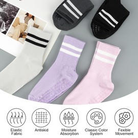 flintronic Stoppersocken Damen, 5 Paar Yoga Socken Rutschfeste für Damen, Antirutschsocken für Ballett, Socken mit Noppen für Pilates, Yoga, Fitness, 34-40