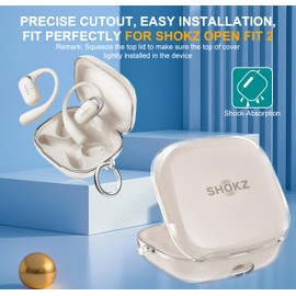 Aircawin for SHOKZ OpenFit 2 Case Clear,for SHOKZ OpenFit 2 Case Cover 2025,Shockproof Soft Transparent TPU for Openfit Open-Ear Wireless Earbuds Earphone Accessories with Carabiner&Cleaning Pen-Clear