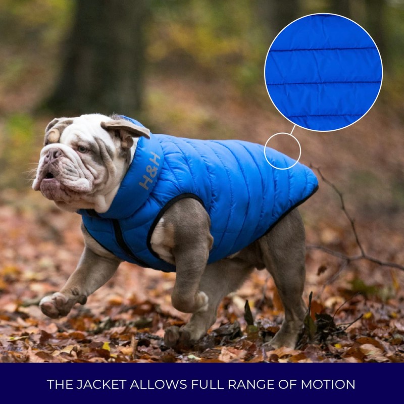 HUGO & HUDSON Reversible Dog Puffer Jacket, Windproof Water Resistant