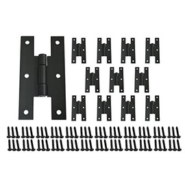 QCAA Black Steel H-Hinge, for Cabinet Doors, Matte Black, 12 Pack, Made in Taiwan