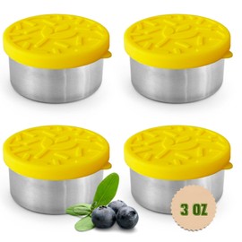 TAVVA 4X3oz Stainless Steel Mini Containers with Lids - Stainless Steel Food Storage, Small Containers for Lunch Boxes