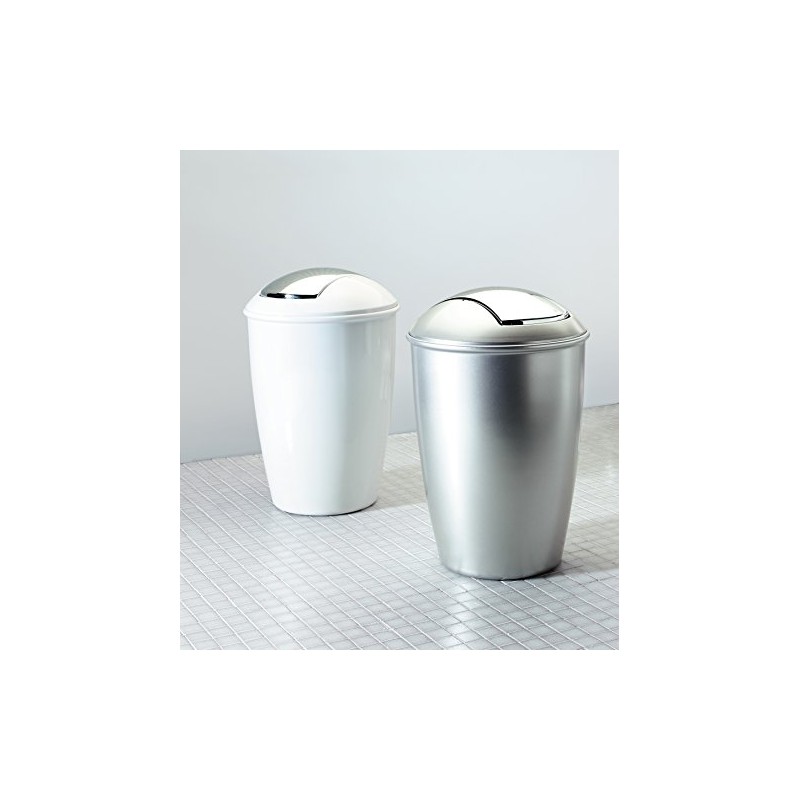 Spirella Atlanta Waste Bin HIPS White Chrome Height 30 cm