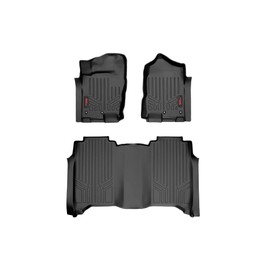 Rough Country Floor Mats for Nissan Titan (2017-2024) & Titan XD Crew Cab (2016-2024) - Non-Slip Waterproof Flexible Floor Mat, Front & Rear Set