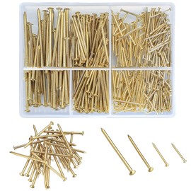 GIONAR Pack of 400 Nails for Wooden Nails, Small Nails for Hangers for Pictures, Brass-Plated Nails with Round Head for Woodworking, Wall Hanging and DIY (20 mm/25 mm/40 mm/50 mm)