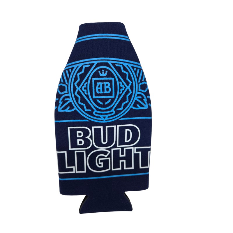Bud Light Beer Bottle Cooler Sleeve, Navy Blue with Zipper,