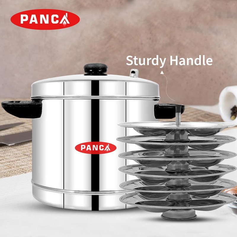 PANCA Idli Maker With 6 Plates - Stainless Steel Premium