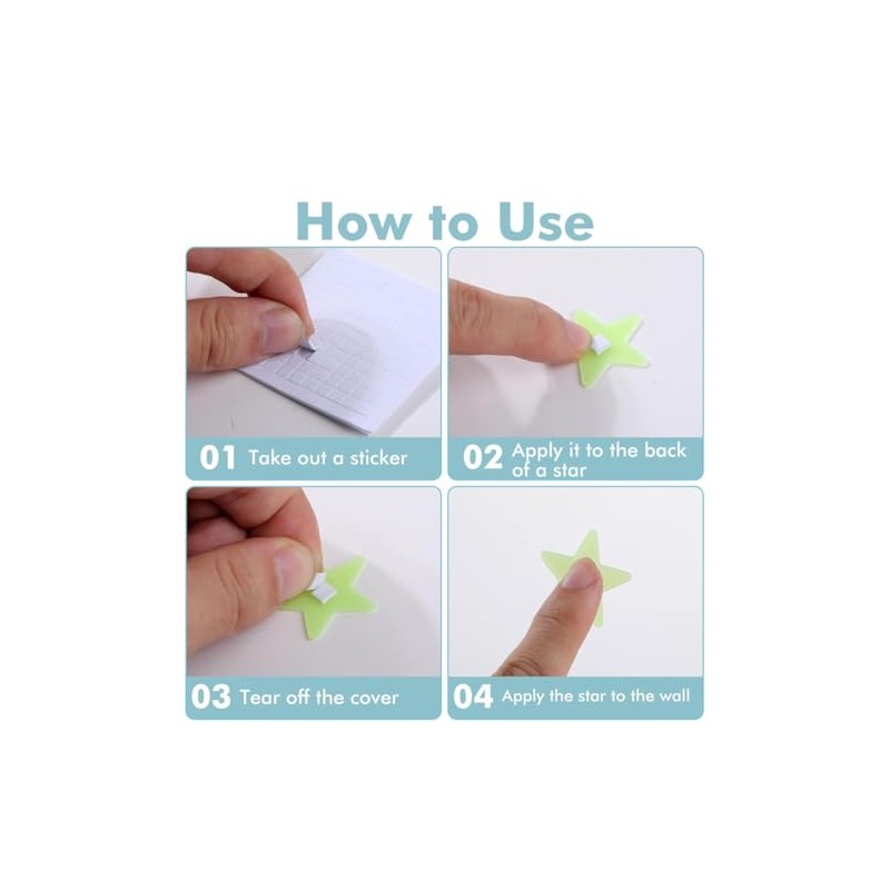Glow in The Dark Stars with Stickers, 100 Pack, 3D