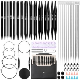 13 Pairs Interchangeable Knitting Needles Set with 4 Flexible Cables, Portable Circular Knitting Needles, 3-10 mm Smooth Aluminum Knitting Needle Kit for Beginner Projects Travel Home Knitting