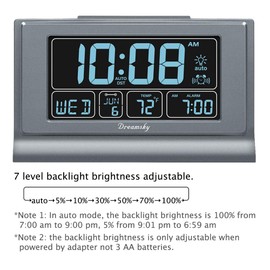 DreamSky Digital Alarm Clock with Battery Backup, 5 Inch Large Display, Auto Set Clock, USB Charging Ports, 12/24H