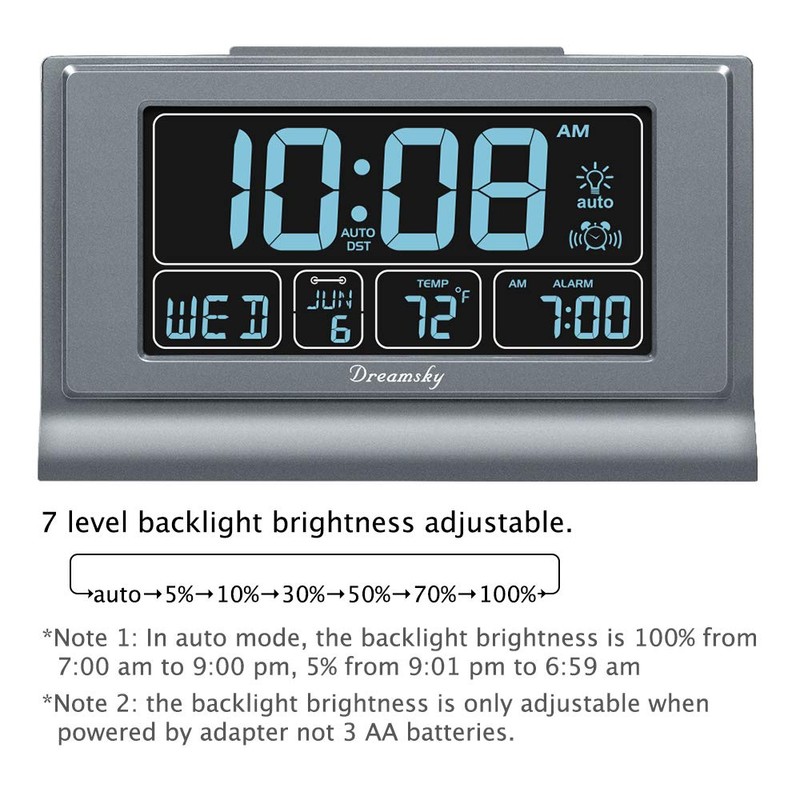 DreamSky Digital Alarm Clock with Battery Backup, 5 Inch Large