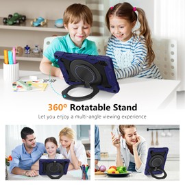 ROISKIN Case for Honor Pad X8a 11 Inch 2024 with HD Screen Protector & Shoulder Strap & Pencil Holder,Heavy Duty Shockproof Military Honor Pad X8a Case,Rotating Stand Case for Kids,Navy Blue