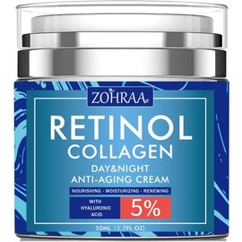 Crema de retinol para la cara, hidratante facial con colágeno y ácido hialurónico, antiarrugas, reduce las líneas finas, vitamina C+E, ingrediente nat