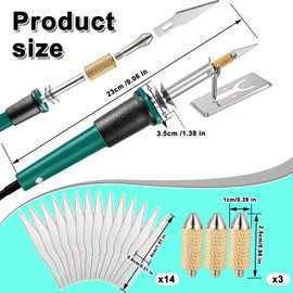 Honoson 19 Pieces Electric Hot Knife Cutter Tool, Multipurpose Hot Knife Stencil Cutter with Metal Stand, 14 Blades, 3 Chuck Sleeves for Cutting Carving(Green)