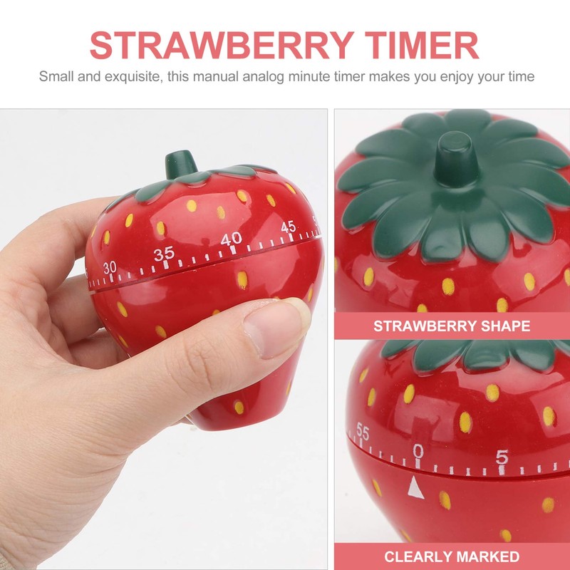 MAGICLULU 1Pc Strawberry Shaped Mechanical Timer Cute Decorative Kitchen Timer