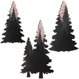 Lumncomfor 3PCS Wooden Pine Tree Wall Art Set, Forest Wall Decor Woodland Nature Tree Themed Home Decor Rustic Christmas Gift for Living Room Nursery Bedroom Cabin Office