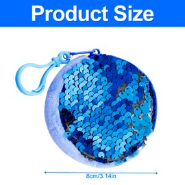 Rumyve Mini Kids Coin Wallet Glitter, Reversible Glitter Bag Portable Storage Tool, Zipper Open Coin Bag, Mini Jewelry Bag Glitter Coin Purse, Birthday Gift for Kids and Women (Navy Blue)