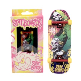 SPITBOARDS 34 mm Fingerboard Oldschool Cruiser Pro Complete Setup, Pre-Assembled 5-Layer Wood, Pro Trucks, Soft Urethane 60D Bearing Wheels, Real-Wear Graphics, Lasered Foam Tape 'Lord of Hell'