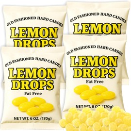 Lemon Drops Hard Candy Old Fashioned 4 Bags (6 oz Each) Fat Free & Gluten Free - 24 oz