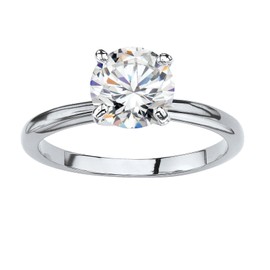 PalmBeach Yellow Gold-plated Platinum-Plated or Silvertone Round Cubic Zirconia Solitaire Engagement Ring Sizes 5-10 Size 8