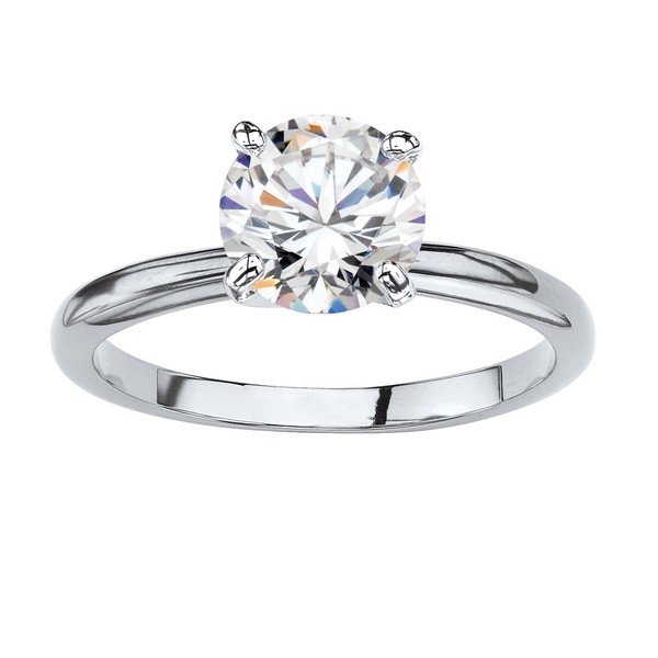 PalmBeach Yellow Gold-plated Platinum-Plated or Silvertone Round Cubic Zirconia Solitaire