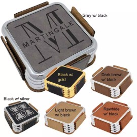 Griffco Supply Personalize Leatherette & Metal Coaster