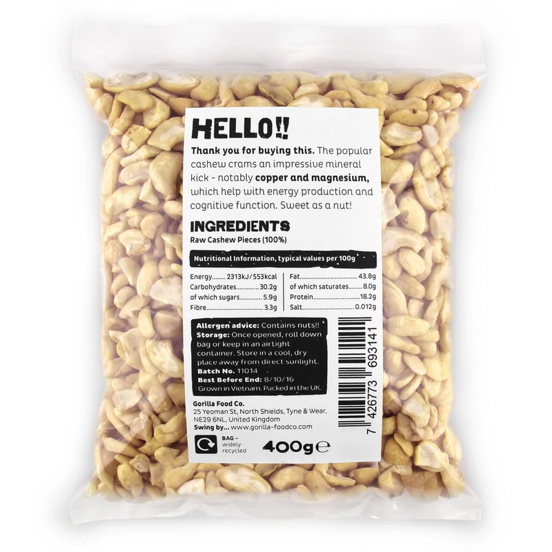 Gorilla Food Co. Natural Cashew Nut Pieces Raw - 400g