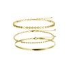 Tasiso 14K Gold Plated Three Layered Herringbone Chain Bracelets for