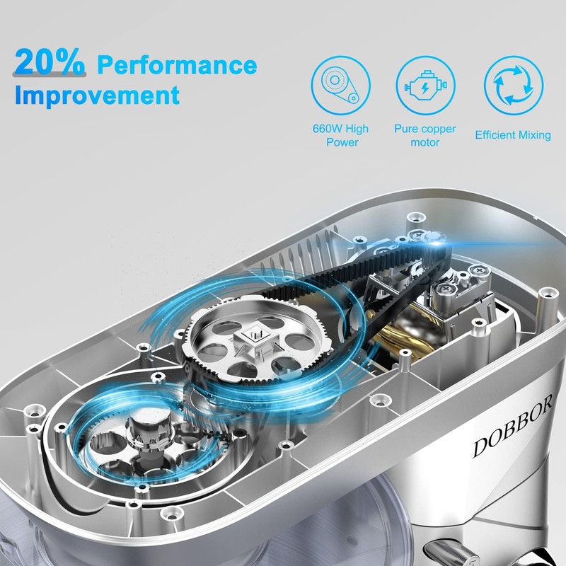 9.5QT Standing Mixer, DOBBOR 7 Speeds 660W Tilt-Head Kitchen Dough