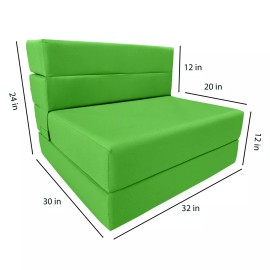 Danfuton Lounger Folding Foam Mattress, Portable Sleepover Chair Bed 6 x 32 x 80 Lime