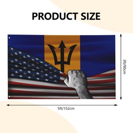 Usa America American And Barbados Barbadian Flag 3x5 Ft Double-Sided Printed Indoor/Outdoor Flag Polyester Fabric Decorative Banner With 2 Brass Grommets 3x5 Foot National Flags For Outside