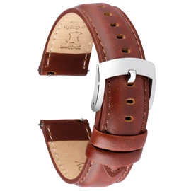 OTTOODY Watch Band, Watch Strap, 0.7 inch (18 mm), 0.8 inch (20 mm), 0.8 inch (21 mm), 0.9 inch (22 mm), Elegant Calf Leather, Genuine Leather Watch Band, Quick Release, No Tools Required, Sweat