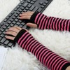 Allegra K Women's Fingerless Gloves Printed Elbow Length Knitted Arm